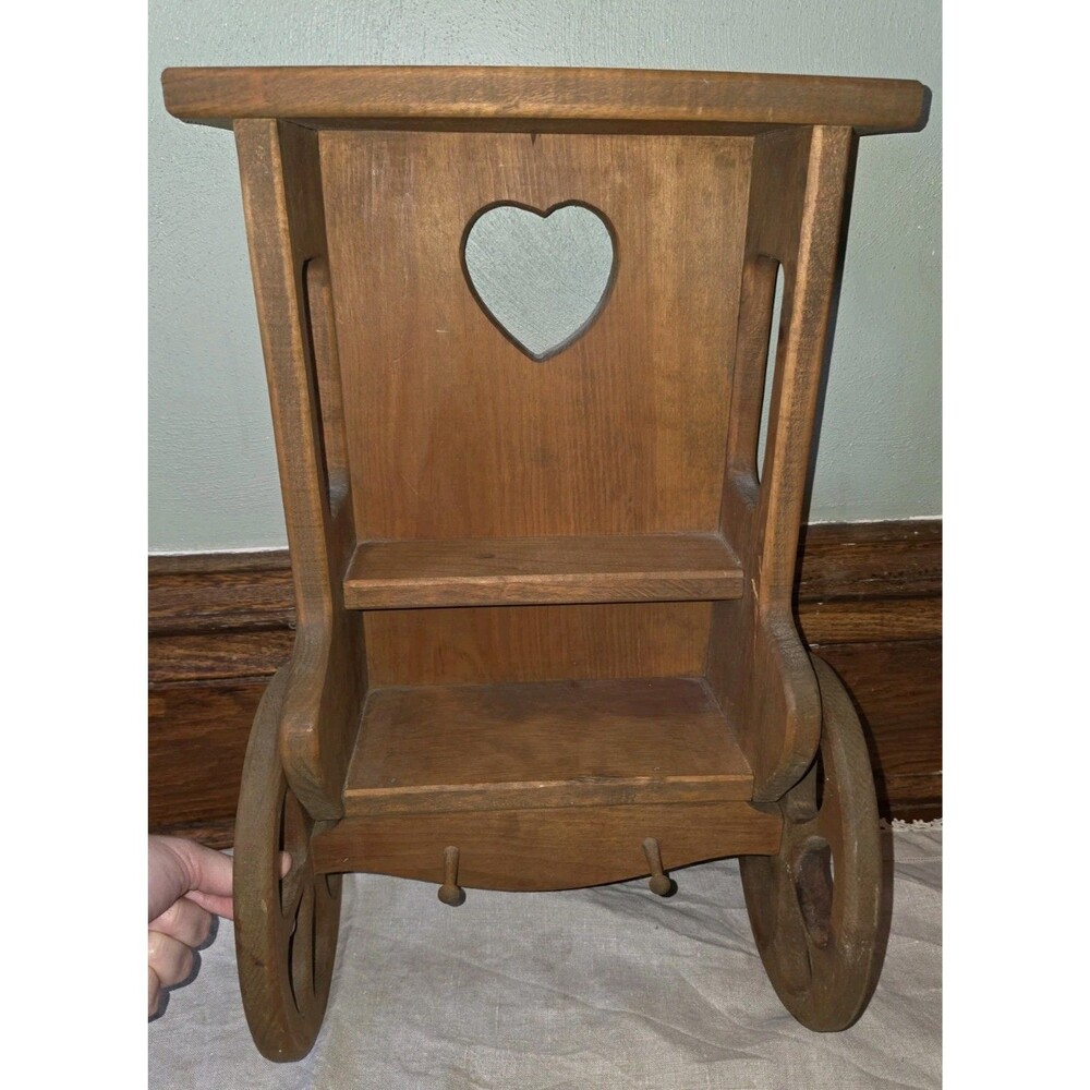 Amish Wagon Wood Heart Wagon Wall Shelf Country Farmhouse Grandmacore 20x12x9
